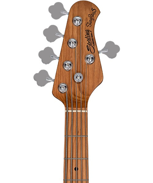 “Exclusiva en Veerkamp Online” Sterling by Music Man Bajo Eléctrico Natural Transparente/Sombreado Negro de 5 Cuerdas con Funda RAY35HHSM-NBS-M2, StingRay