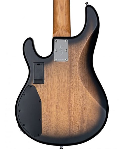 “Exclusiva en Veerkamp Online” Sterling by Music Man Bajo Eléctrico Natural Transparente/Sombreado Negro de 5 Cuerdas con Funda RAY35HHSM-NBS-M2, StingRay