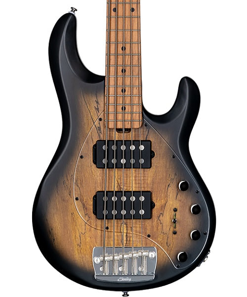 “Exclusiva en Veerkamp Online” Sterling by Music Man Bajo Eléctrico Natural Transparente/Sombreado Negro de 5 Cuerdas con Funda RAY35HHSM-NBS-M2, StingRay