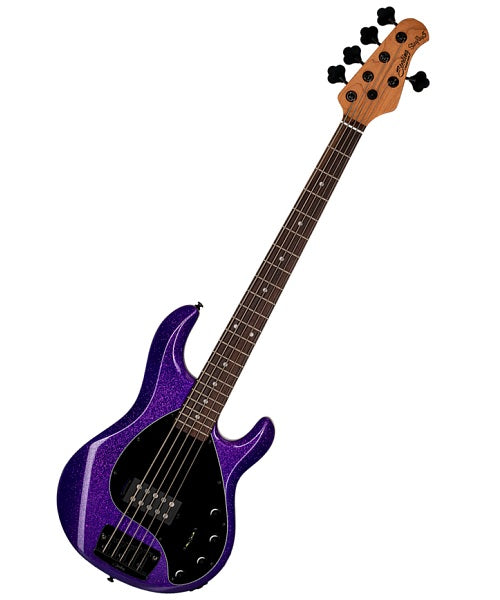 “Exclusiva en Veerkamp Online” Sterling by Music Man Bajo Eléctrico Morado Brillante de 5 Cuerdas con Funda RAY35-PSK-R2, StingRay