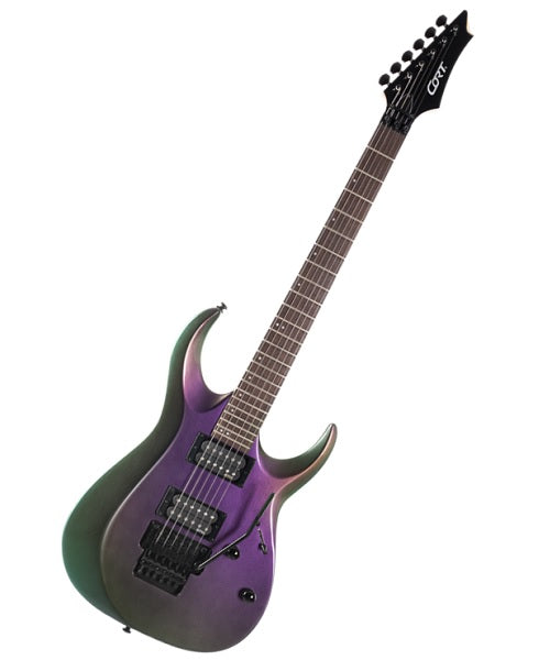 Cort Guitarra Eléctrica Morado Tornasol X300 FPU, Serie X