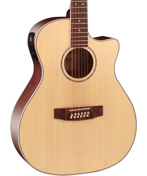 Cort Guitarra Electroacústica Natural Mate de 12 Cuerdas GA-MEDX-12 OP, Serie Grand Regal