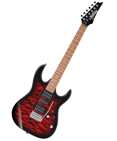 Ibanez Guitarra Eléctrica Roja Transperente Sombreado GRX70QA-TRB, Gio RG