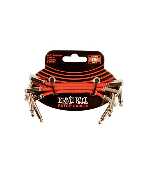 Ernie Ball Cables Flat Ribbon 6401 Rojo 0.0762 Mts. Angulado/Angulado, 3 Piezas