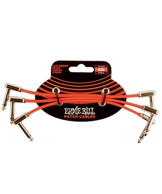 Ernie Ball Cables Flat Ribbon 6402 Rojo 0.1524 Mts. Angulado/Angulado, 3 Piezas