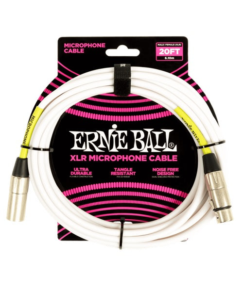 Ernie Ball Cable para Micrófono 6.096 Mts. 6389, Blanco XLR Male/Female