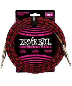 Ernie Ball Cable Braided 6396 Rojo/Negro 5.486 Mts. Recto/Recto
