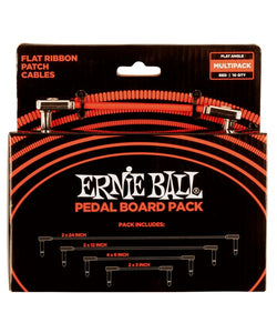 Ernie Ball Cables Flat Ribbon 6404 Rojo Angulado/Angulado, 10 Piezas, Pedal Board Multi-Pack