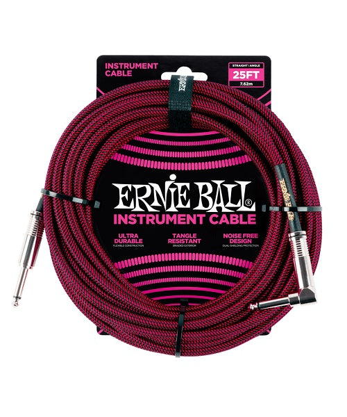 Ernie Ball Cable Braided 6062 Negro/Rojo 7.62 Mts. Recto/Angulado
