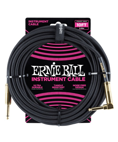 Ernie Ball Cable Braided 6081 Negro 3.05 Mts. Recto/Angulado