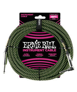 Ernie Ball Cable Braided 6082 Negro/Verde 5.49 Mts. Recto/Angulado