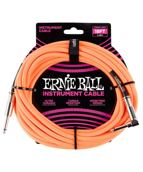 Ernie Ball Cable Braided 6084 Anaranjado Fosforecente 5.49 Mts. Recto/Angulado