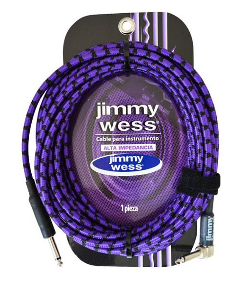 Jimmy Wess Cable 6 Mts. JW1F6 Recubierto Morado/Negro (Angulado/Recto)