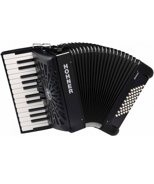 Hohner Acordeón Cromático Negro Con Funda A16522 BRAVO II 48