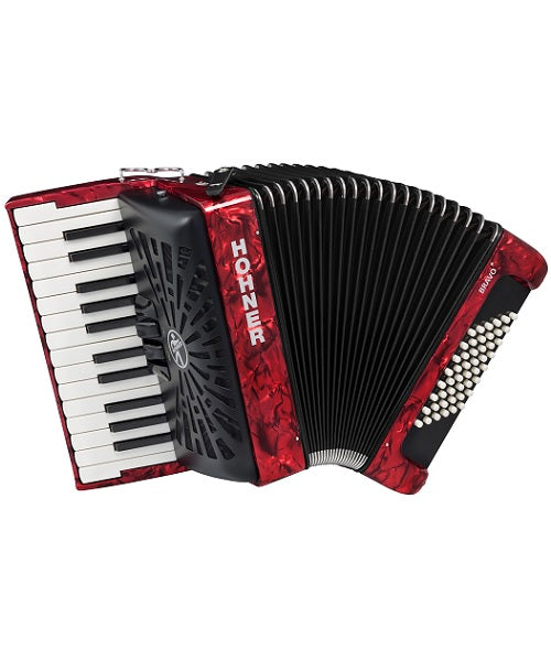 Hohner Acordeón Cromático Rojo Con Funda A16532 BRAVO II 48