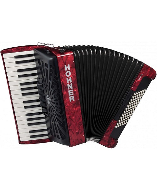 Hohner Acordeón Cromático Rojo Con Funda A16632 BRAVO III 72