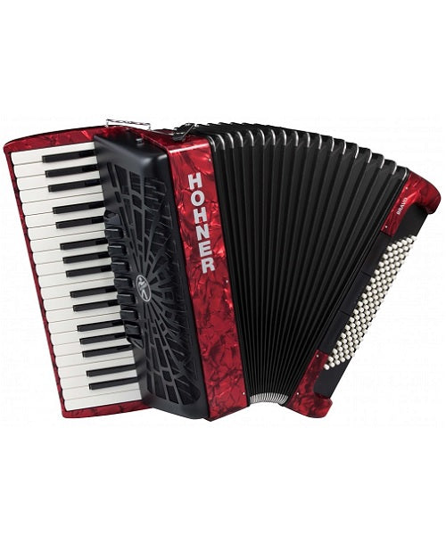 Hohner Acordeón Cromático Rojo Con Funda A16732 BRAVO III 96