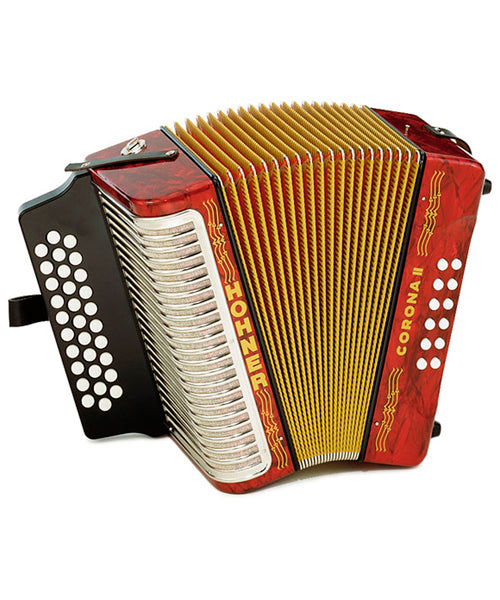 Hohner Acordeón Diatónico Sol-Do-Fa Rojo Con Funda A5623 Corona II