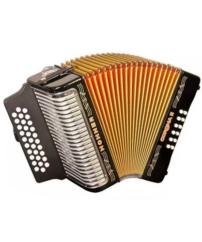 Hohner Acordeón Diatónico Fa-Sib-Mib Negro Con Funda A56411 Corona II