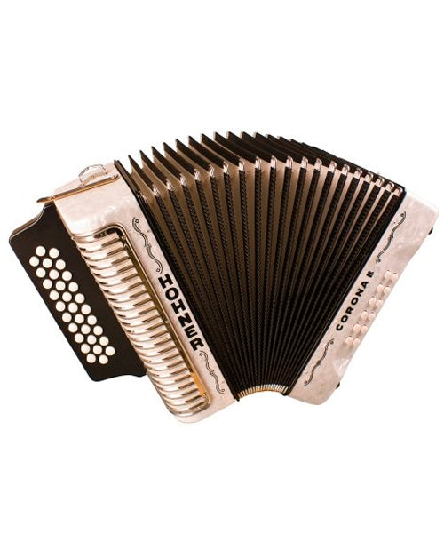 Hohner Acordeón Diatónico Fa-Sib-Mib Blanco Con Funda A5642 Corona II