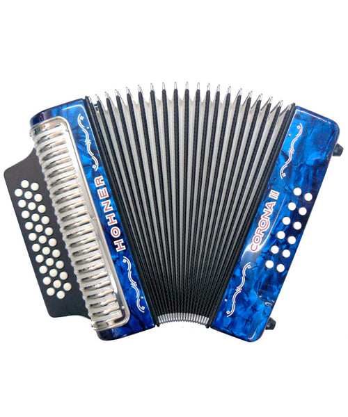 Hohner Acordeón Diatónico Fa-Sib-Mib Azul Con Funda A5644 Corona II