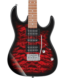 Ibanez Guitarra Eléctrica Roja Transperente Sombreado GRX70QA-TRB, Gio RG