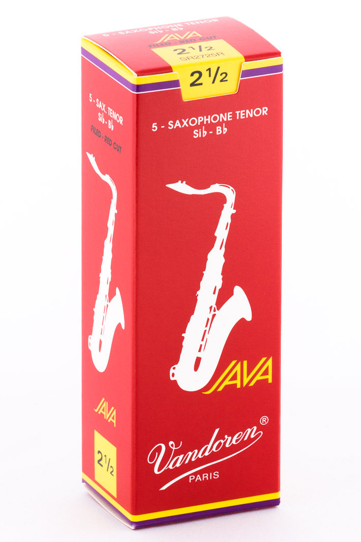 Vandoren Caña "Java Filed" Para Saxofón Tenor 2 1/2, Red, SR2725R(5), Caja con 5 Piezas
