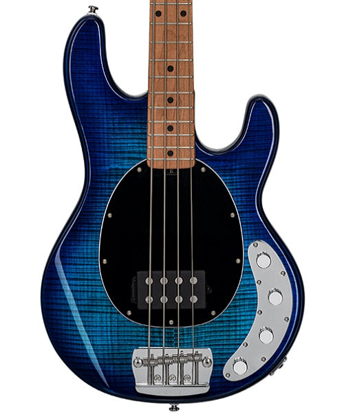 “Exclusiva en Veerkamp Online” Sterling by Music Man Bajo Eléctrico Azul Transparente/Sombreado Azul con Funda RAY34FM-NBL-M2, StingRay