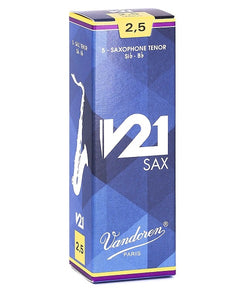 Vandoren Cañas "V21" para Saxofón Tenor 2 1/2, SR8225(5), Caja con 5 Pzas