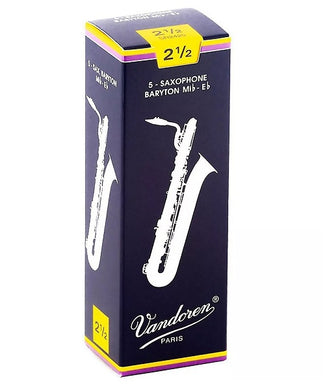 Vandoren Caña Tradicionales para Saxofón Barítono Mi Bemol 2 1/2, SR2425(5), Caja con 5 Piezas