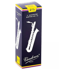 Vandoren Caña Tradicionales para Saxofón Barítono Mi Bemol 2 1/2, SR2425(5), Caja con 5 Piezas