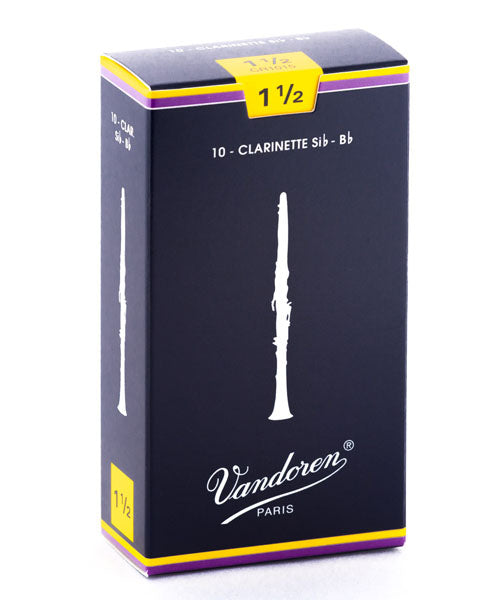 Vandoren Cañas Tradicionales Para Clarinete Si Bemol 1 1/2, CR1015(10), Caja Con 10 Pzas
