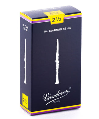 Vandoren Cañas Tradicionales Para Clarinete Si Bemol 2 1/2, CR1025(10), Caja Con 10 Pzas