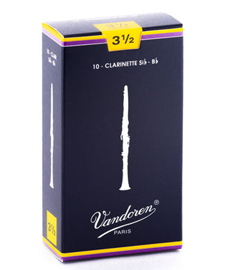 Vandoren Cañas Tradicionales Para Clarinete Si Bemol 3 1/2, CR1035(10), Caja Con 10 Pzas
