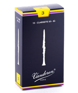 Vandoren Cañas Tradicionales Para Clarinete Si Bemol 3, CR103(10), Caja Con 10 Pzas