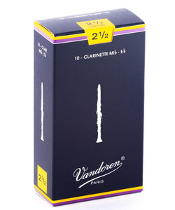 Vandoren Cañas Tradicionales Para Clarinete Mi Bemol 2 1/2, CR1125(10), Caja Con 10 Pzas