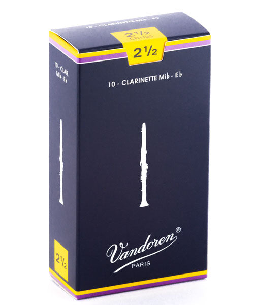 Vandoren Cañas Tradicionales Para Clarinete Mi Bemol 2 1/2, CR1125(10), Caja Con 10 Pzas