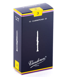 Vandoren Cañas Tradicionales Para Clarinete Mi Bemol 3, CR113(10), Caja Con 10 Pzas